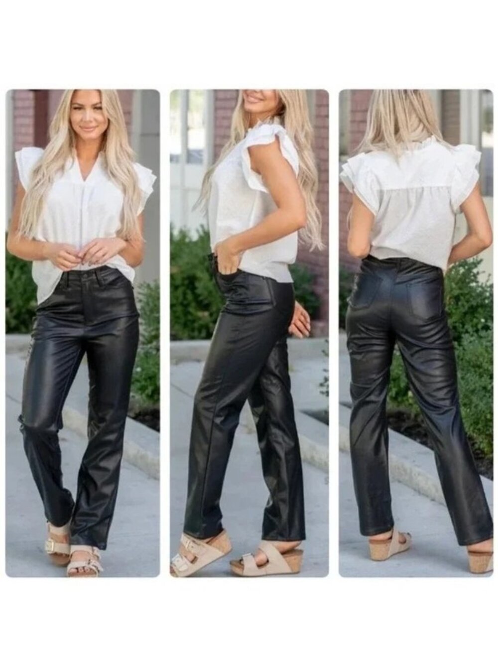 Judy Blue Faux Leather Straight Leg Pants Size 7